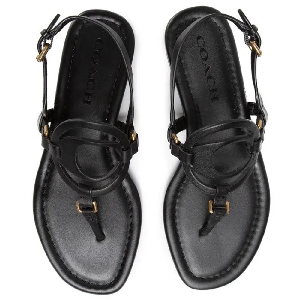 Coach Jeri Logo Leather Sandals | Designer Slide Sandals | Size 6 | NEW